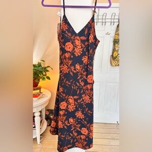 Strapless Black Floral Midi Dress Size Small